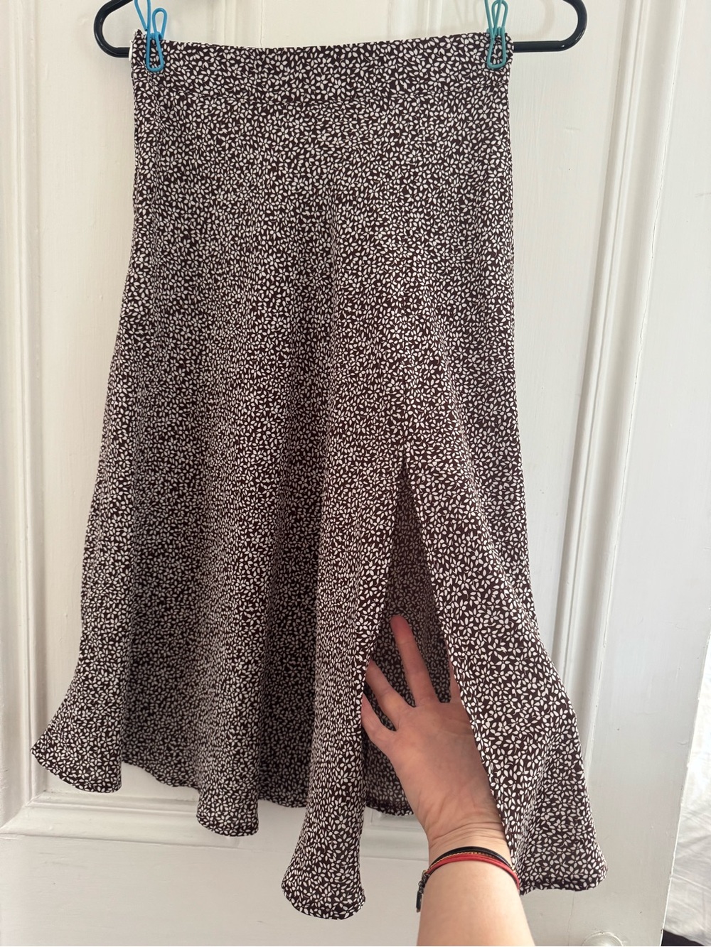 Brown & White Ditsy Circle Skirt - Feminine Flare - Picture 3 of 6